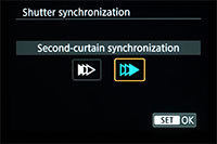 LCD screen (second curtain sync designation screen)